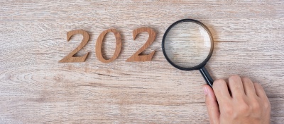 magnifying glass over the 0 in 2020