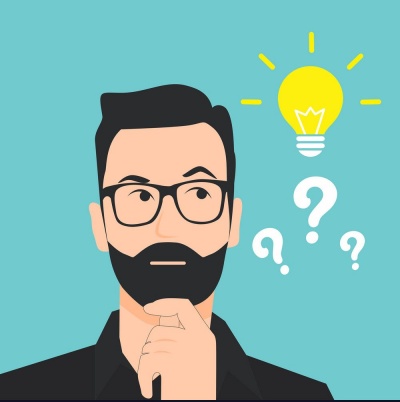 vector image - man thinking and having a light bulb moment