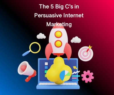 persuasive internet marketing 5 c's icons & laptop