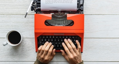 vintage red typewriter