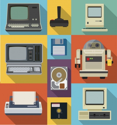 obsolete office equipment vector icon